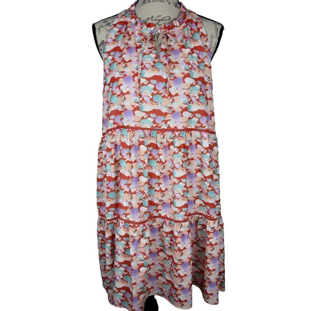 NWT Joy Joy | Tiered Halter Dress Orange Bubble | Size L